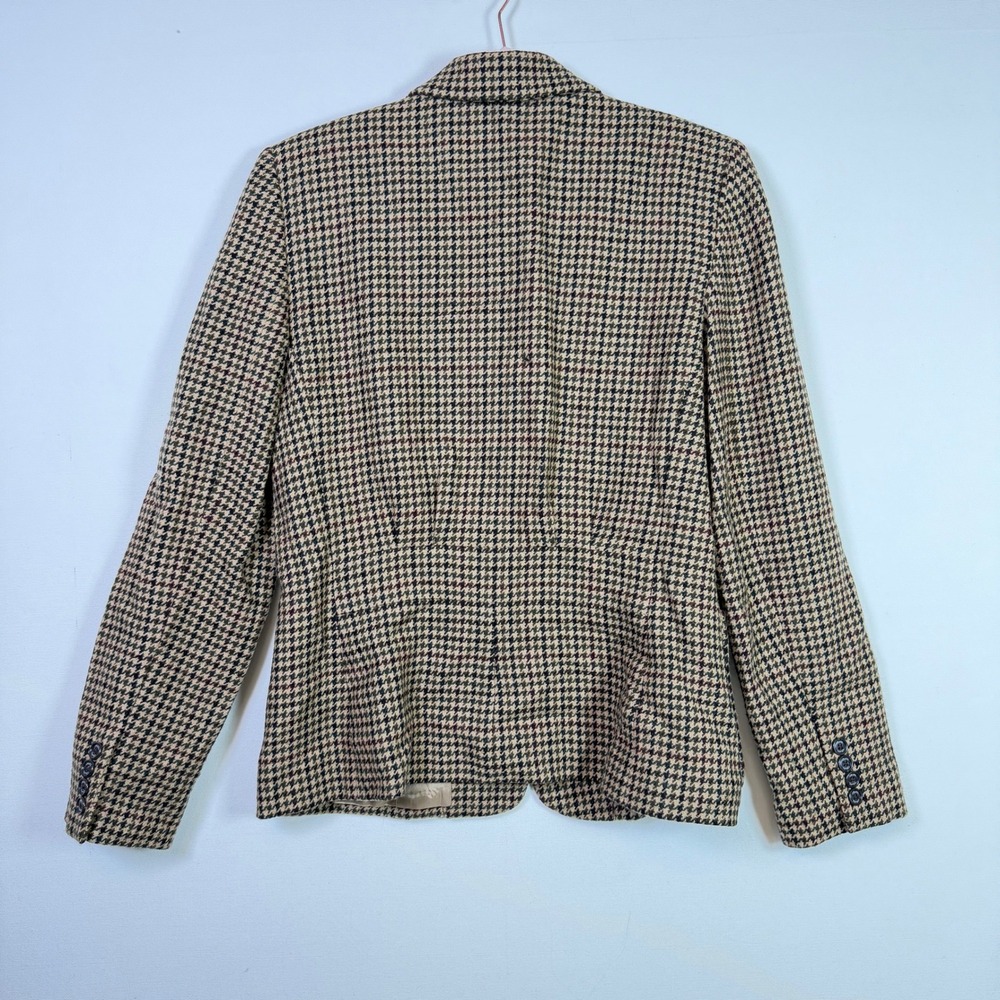 CHAPS Brown Houndstooth Wool Blend 3-Button Blazer Size 8 - Picture 2 of 7